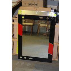 RED AND BLACK BATHROOM MIRROR