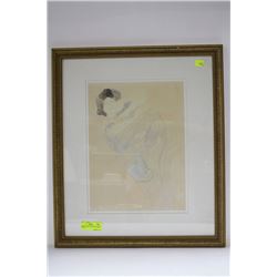 FRAMED PRINT OF RODIN'S "FEMME VETUE"