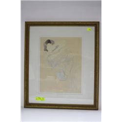 FRAMED PRINT OF RODIN'S "FEMME VETUE"