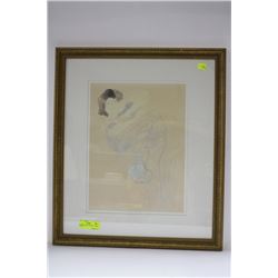 FRAMED PRINT OF RODIN'S "FEMME VETUE"