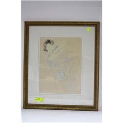 FRAMED PRINT OF RODIN'S "FEMME VETUE"