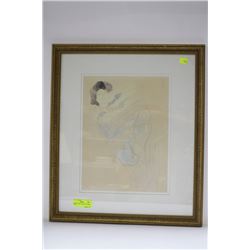 FRAMED PRINT OF RODIN'S "FEMME VETUE"