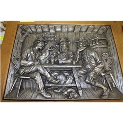 VINTAGE 3D PEWTER CARVING IN FRAME