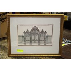 FRAMED PRINT OF DE NEUFFORGE'S "PALACE GATE"