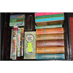 CRATE OF VINTAGE STORY BOOKS AND KIDS VHS MOVIES