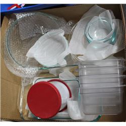 BOX W/ PYREX BAKING PANS & BAKING