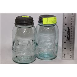 2 OLD ALTAS BLUE MASON  JARS