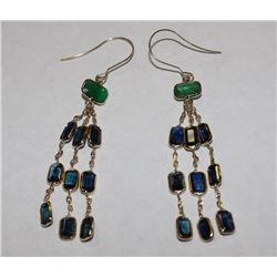 #12 14K GOLD EMERALD & SAPPHIRE DROP EARRINGS