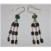 Image 1 : #12 14K GOLD EMERALD & SAPPHIRE DROP EARRINGS