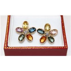 #39 14K GOLD SAPPHIRE & DIAMOND EARRINGS