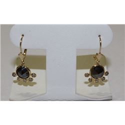 #42 14K GOLD BLACK DIAMOND EARRINGS