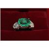 Image 1 : #34 14K WHITE GOLD DIAMOND EMERALD RING