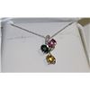 Image 1 : #27 14K WHITE GOLD MULTI-COLOURED SAPPHIRE AND