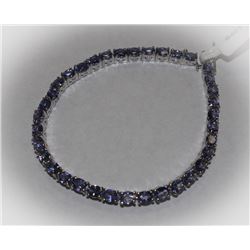 #22 925 STERLING SILVER TANZANITE TENNIS BRACELET