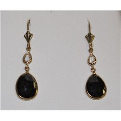 #42 14K YELLOW GOLD BLACK DIAMOND EARRINGS