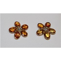 #46 14K YELLOW GOLD SAPPHIRE & DIAMOND EARRINGS
