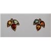 Image 1 : #35 14K YELLOW GOLD SAPPHIRE & DIAMOND EARRINGS