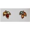 Image 2 : #35 14K YELLOW GOLD SAPPHIRE & DIAMOND EARRINGS