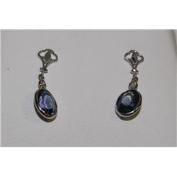 #23 14K WHITE GOLD DIAMOND GEMSTONE EARRINGS