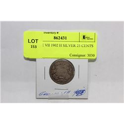 EDWARD VII 1902 H SILVER 25 CENTS