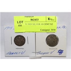 GEORGE V 1929 SILVER 10 CENT X2