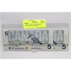 GEM UNC 1986 "KINGFISHER" 5 DOLLAR NOTES CONSEC
