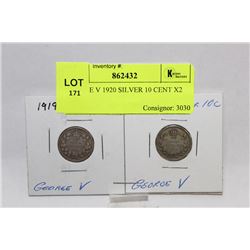 GEORGE V 1920 SILVER 10 CENT X2