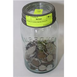 WORLD COINS FROM ESTATE  IN MASON JAR