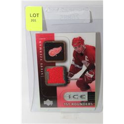 STEVE YZERMAN GAME WORN JERSEY CARD