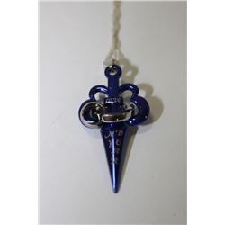 WOMENS SILVER NECKLACE W/ BLUE CHARM