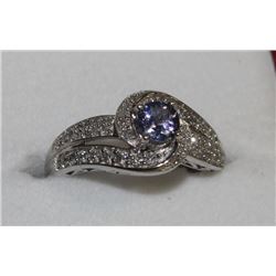 #2 10K WHITE GOLD TANZANITE DIAMOND RING