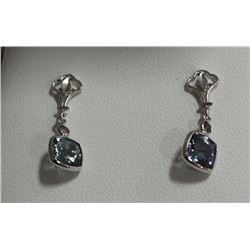 #33 14K WHITE GOLD TANZANITE & DIAMOND DROP