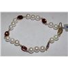 Image 1 : #15 14K GOLD RUBY & CULTURED PEARL BRACELET