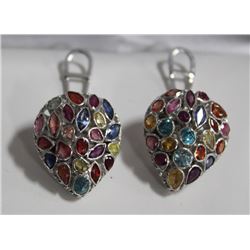 #14 925 STERLING SILVER MULTI-COLOURED STONE