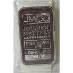 1 OZ .999 FINE SILVER BAR