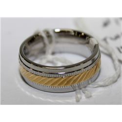 TWO TONE 14KT GOLD PLATED STAINLESS STEEL RING