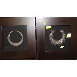 PAIR OF FRAMED CHINESE NECKLACES