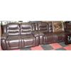Image 1 : NEW CHOCOLATE BROWN LEATHER RECLINING SOFA AND