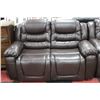 Image 2 : NEW CHOCOLATE BROWN LEATHER RECLINING SOFA AND