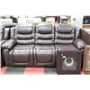 Image 3 : NEW CHOCOLATE BROWN LEATHER RECLINING SOFA AND