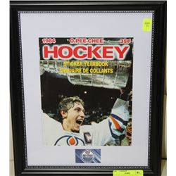 WAYNE GRETZKY FRAMED 1984 O-PEE-CHEE BOOK