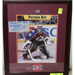 PATRICK ROY FRAMED AUTOGRAPH