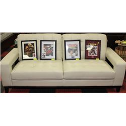 SHOWHOME OFF WHITE LEATHER DESIGNER SOFA