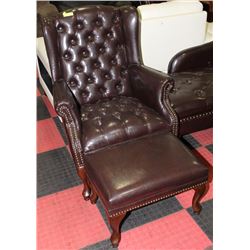 LEATHERETTE WINGBACK CHAIR & OTTOMAN