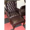 Image 1 : LEATHERETTE WINGBACK CHAIR & OTTOMAN