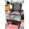 Image 3 : LEATHERETTE WINGBACK CHAIR & OTTOMAN