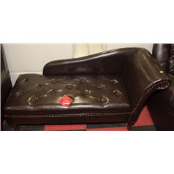 NEW BROWN LEATHERETTE STORAGE CHAISE LOUNGE CHAIR
