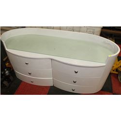 WHITE 6 DRAWER DESIGNER DRESSER NO LEGS