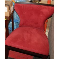 RED FABRIC PARLOR CHAIR X2