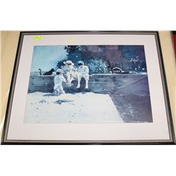 FRAMED PRINT OF HOMER'S " BOYS 7 KITTENS"